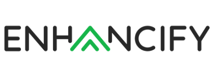 Enhancify black and green logo.