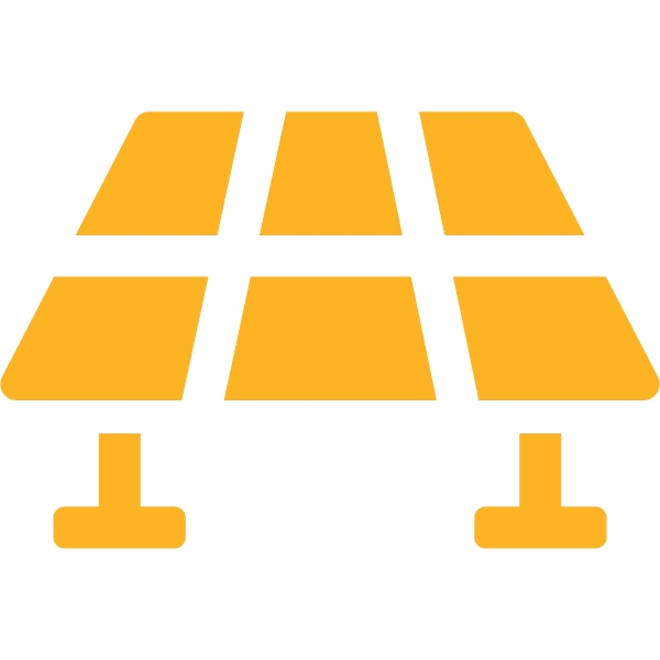 Yellow icon of solar panels.
