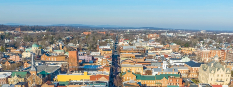 Photo of city buildings in Winchester, VA.