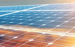 Sunset reflecting off solar panels