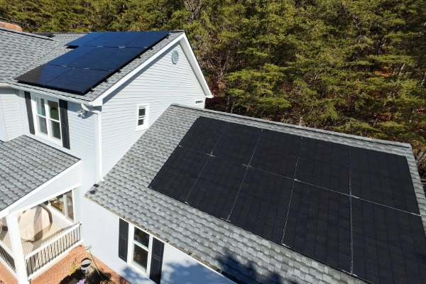 Solar panels on two stories of a home.